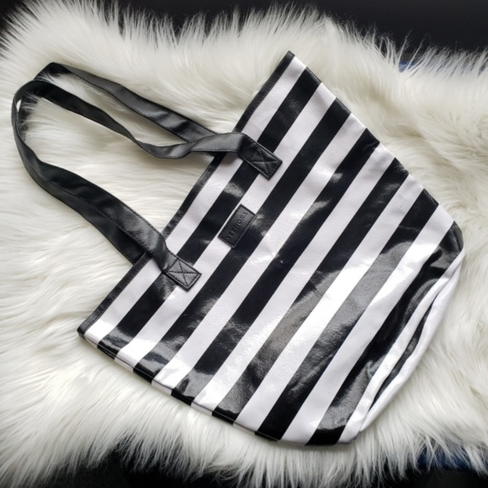 NWOT Sephora Black and White Striped Tote Bag